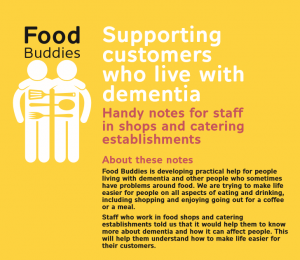 A booklet cover for a leaflet called Supporting Customers who Live With Dementia