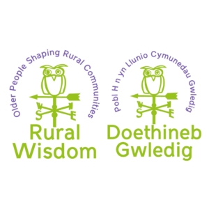 Rural Wisdom, Older people shaping rural communities. Owl logo, in English and Welsh
