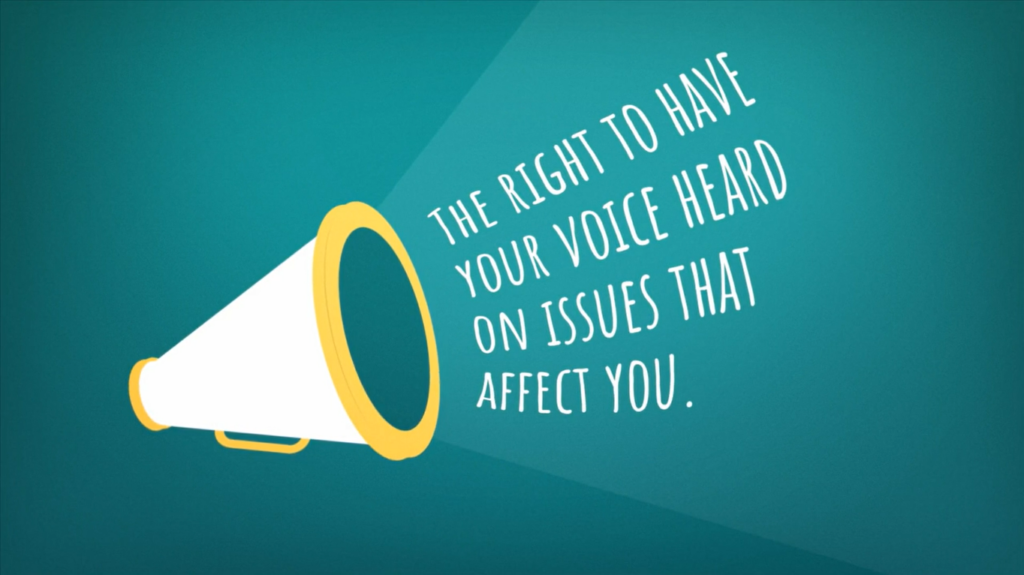 The right to have your voice heard on issues that affect you.