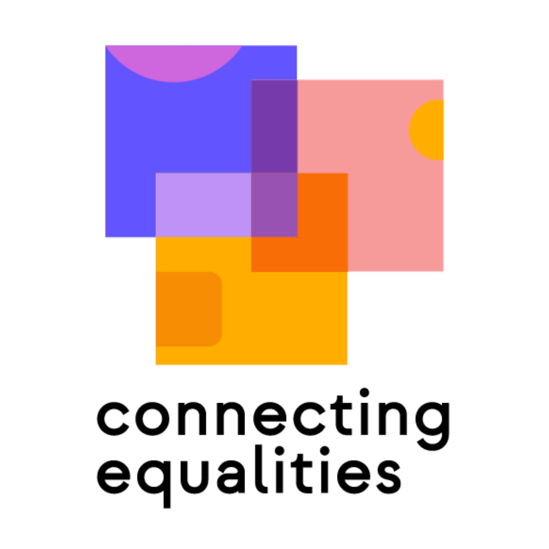 connecting equalities logo with overlapping squares