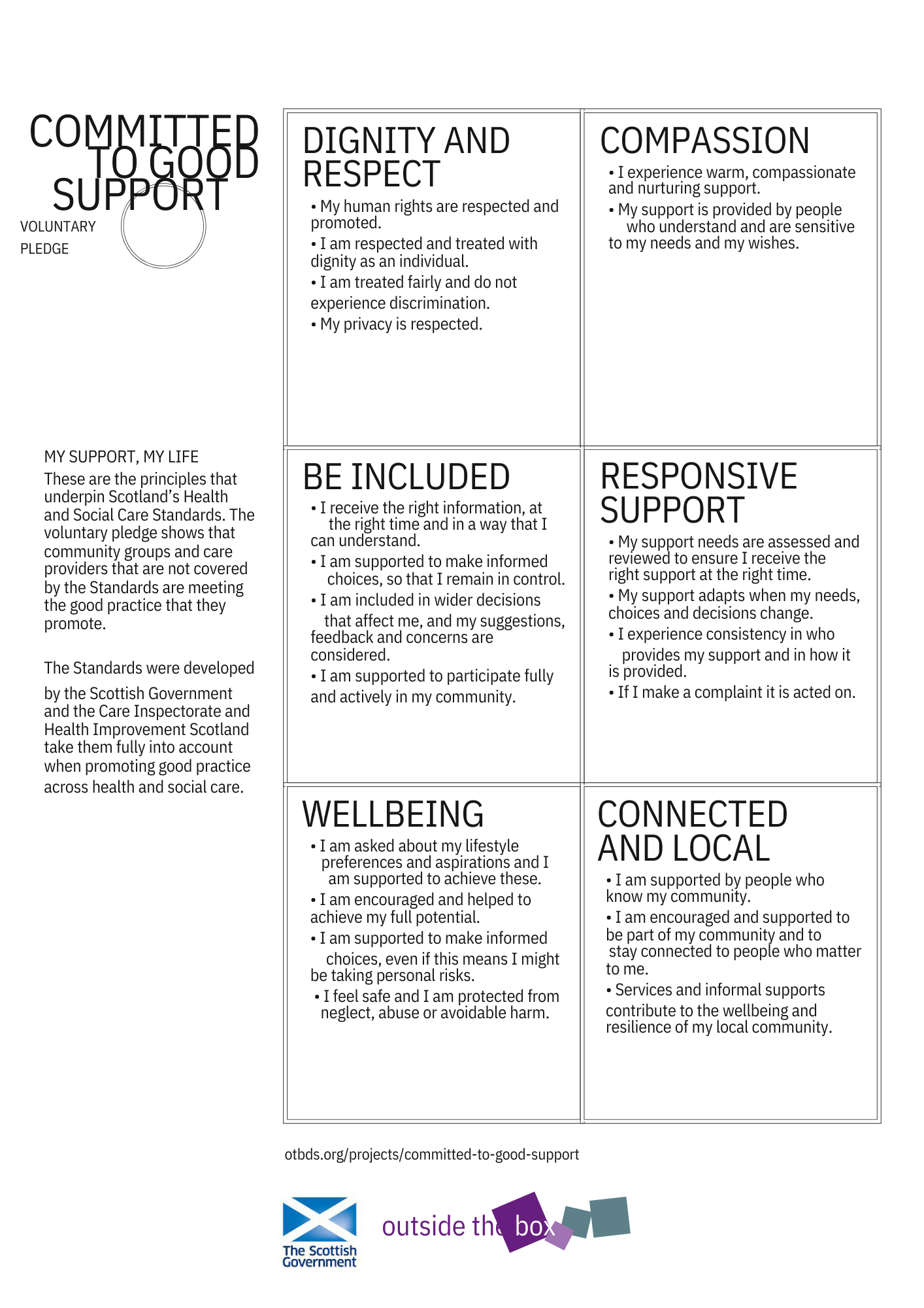 Voluntary Pledge care standard principles table screenshot