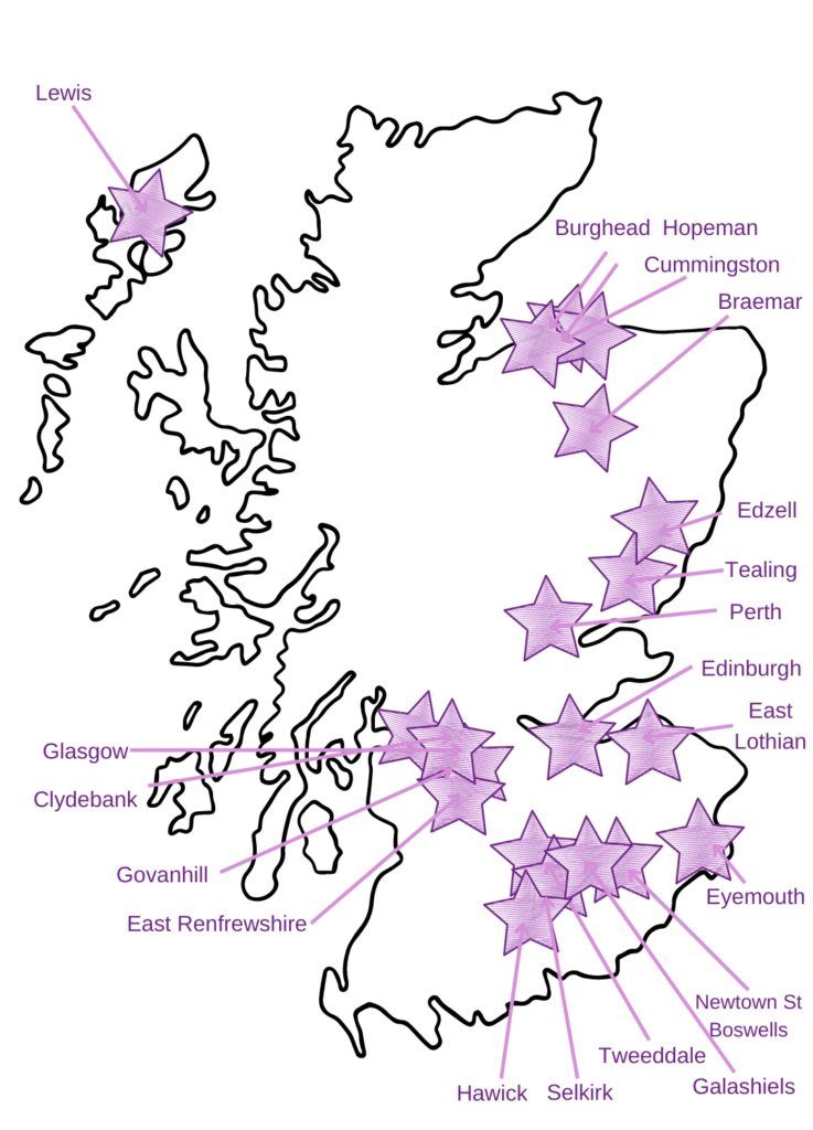 Map of Scotland with icons where we work