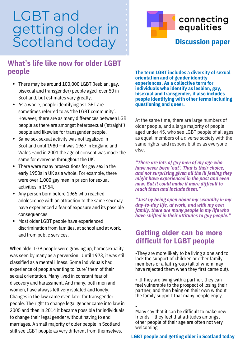 LGBT and getting older in Scotland today
