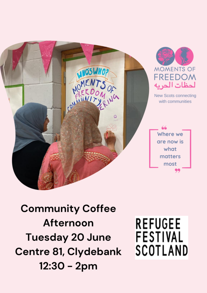 Community Coffee Afternoon Tuesday 20 June Centre 81, Clydebank 12:30 - 2pm